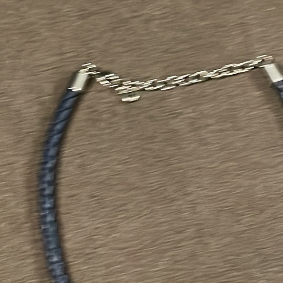 Venezia navy blue necklace with faux crystals and silver trim corded 16-18”💕 - Picture 5 of 6